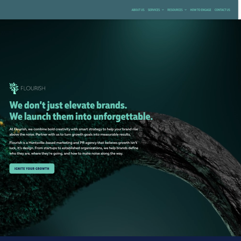 Flourish Consulting website screenshot from our Huntsville web design portfolio